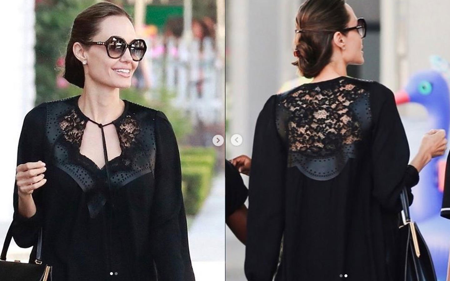 Angelina Jolie maskon trupin e brishtë me fustan të gjerë
