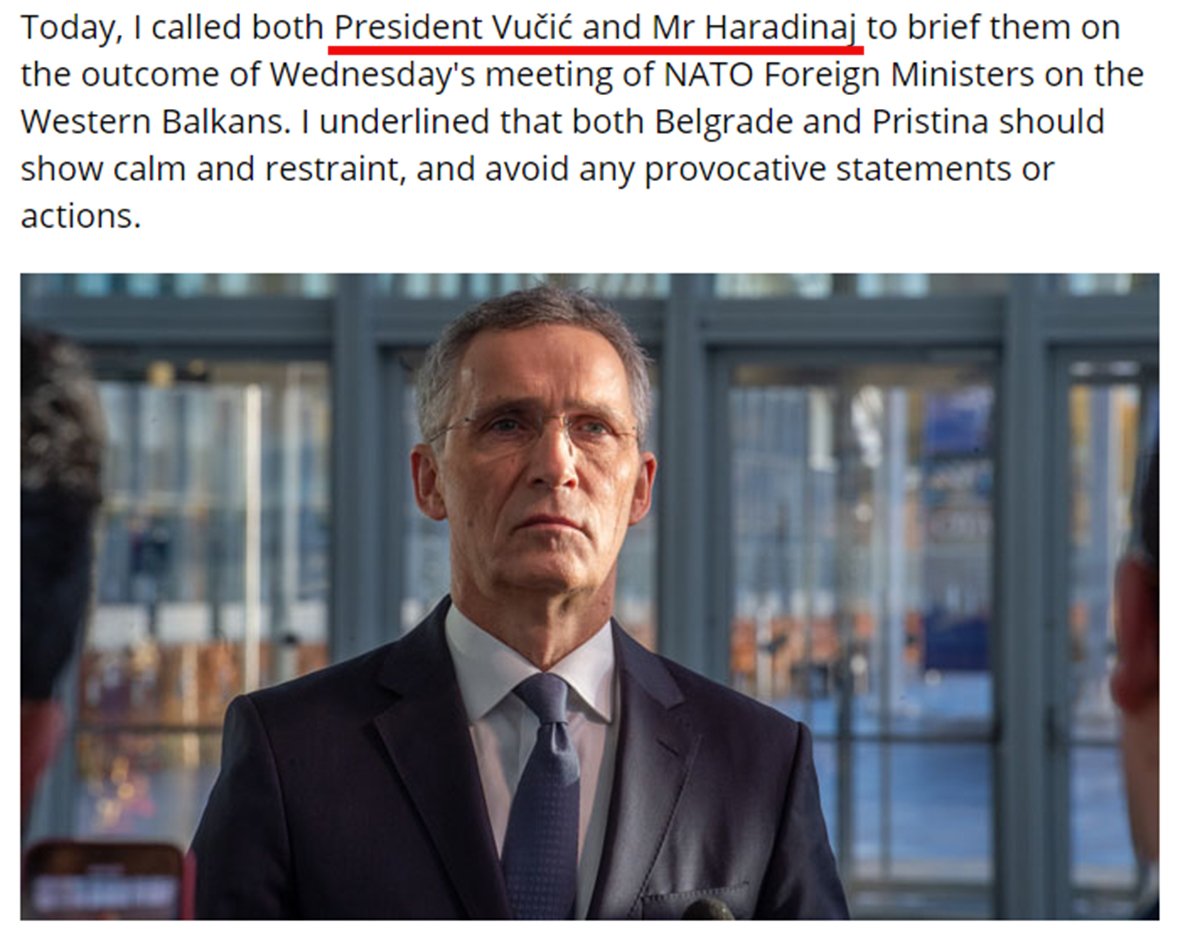 Stoltenberg Vuçiqit i drejtohet me president e Haradinajt me zotëri