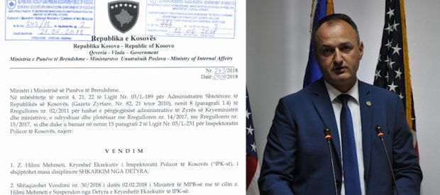 Ministri i Brendshëm shkarkon Kryeshefin e suspenduar të IPK-së, Hilmi Mehmeti
