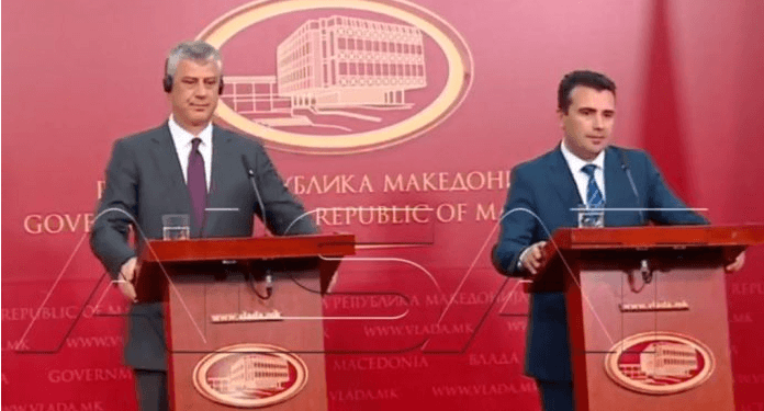 Thaçi thotë në Shkup se marrëveshja me Serbinë do të jetë një kompromis i debatueshëm në Prishtinë e Beograd