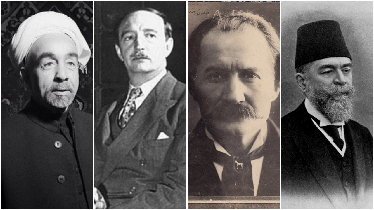 Në foto: Mbreti Abdulla, Mbreti Zog I, Riza Teufik dhe Ferit pashë Vlora