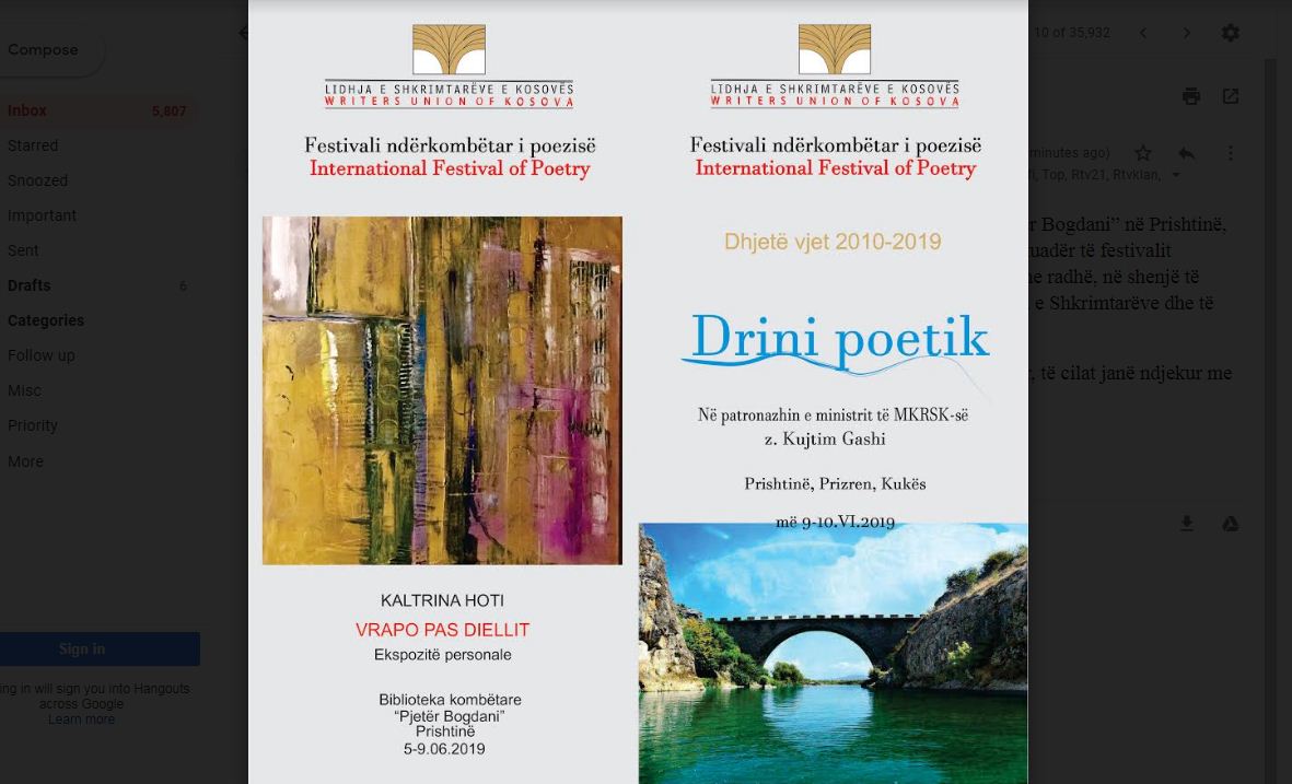 “Vrapo pas diellit” i prin festivalit ndërkombëtar të poezisë “Drini poetik”
