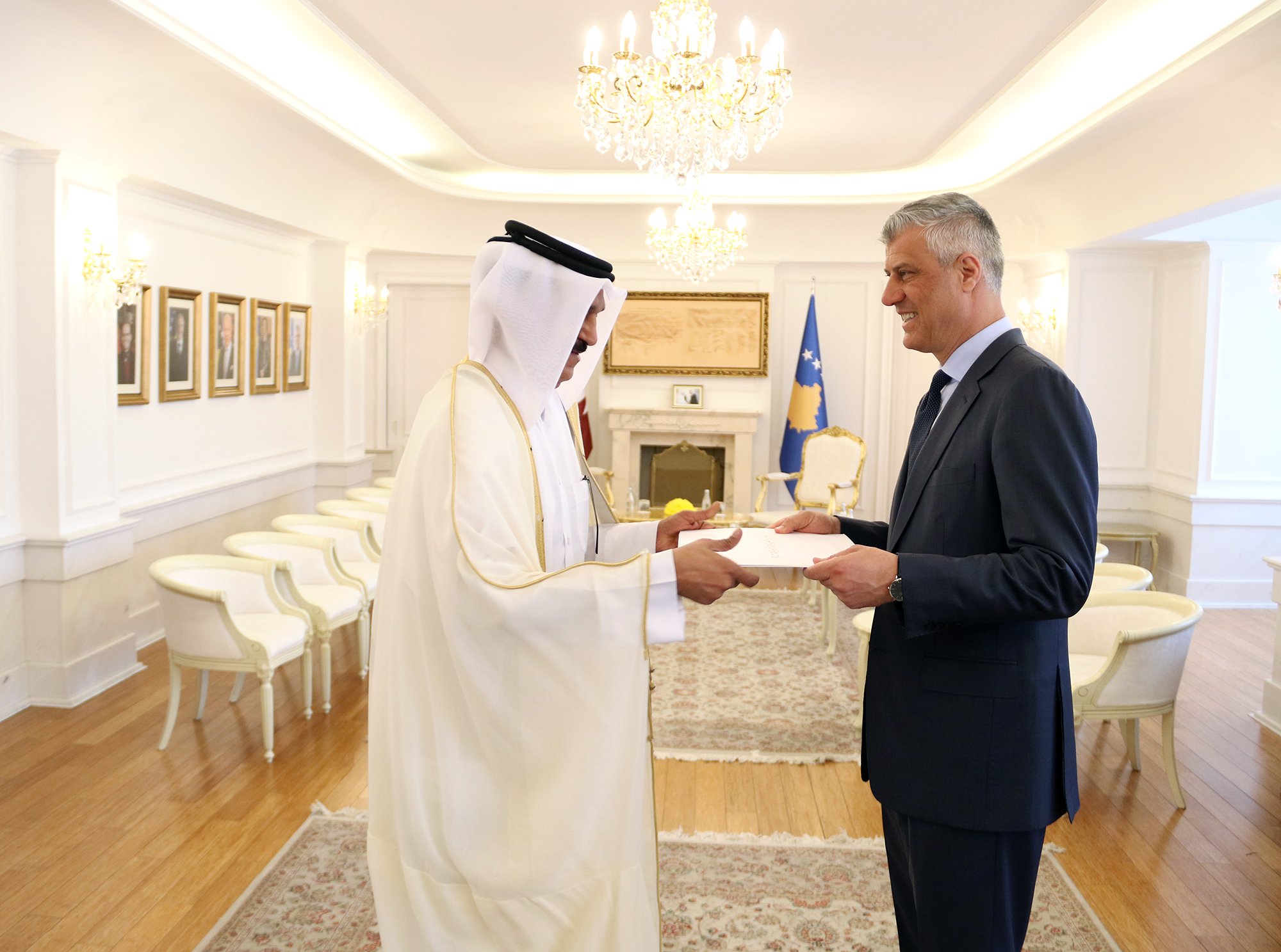 Presidenti Thaçi pranoi letrat kredenciale nga ambasadori i Katarit