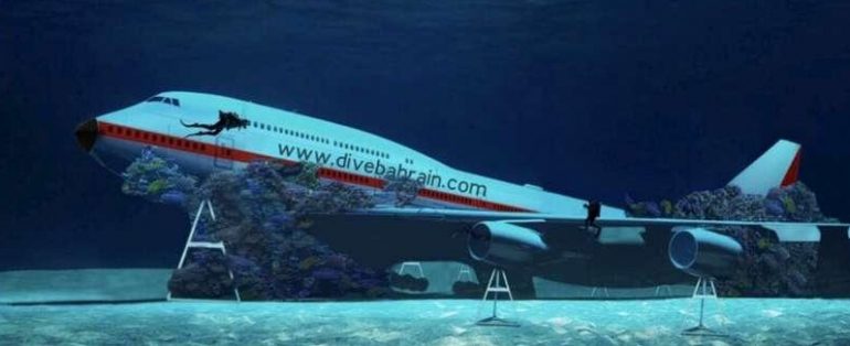 Boeing 747 i mbytur në Bahrein bëhet një park zbavitës nënujor