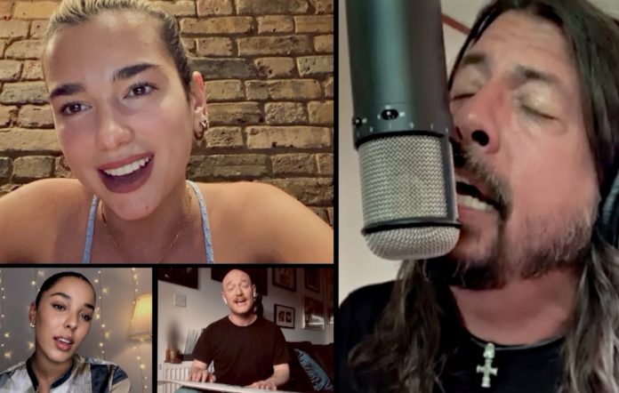 Dua Lipa dhe shumë yje të tjerë performojnë këngën e njohur "Times like These"