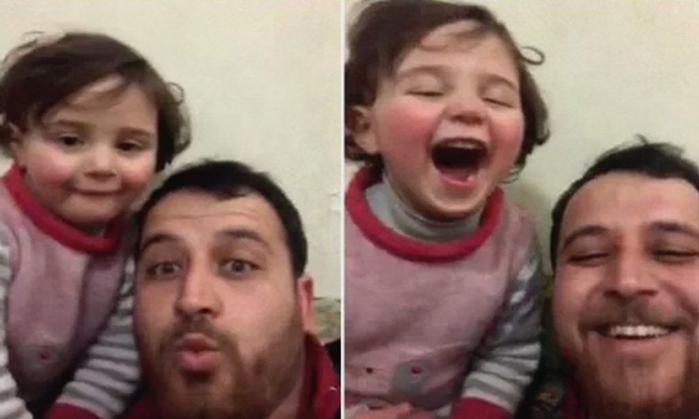 Babai i mëson 3 vjeçares lojën e qeshjes për të mposhtur frikën nga bombat në Siri