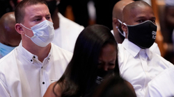 Channing Tatum dhe Jamie Foxx në varrimin e George Floydit