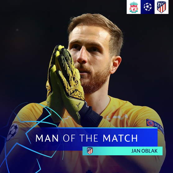 Oblak lojtari më i mirë i ndeshjes Liverpool – Atletico
