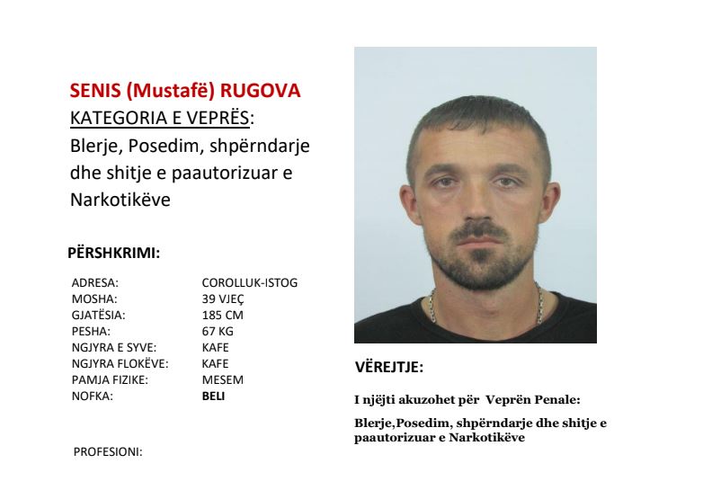 Policia kërkon ndihmën e qytetarëve për arrestimin e një të dyshuari për narkotikë