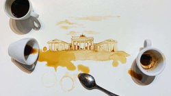 Artistja italiane krijon vepra arti nga kafeja e derdhur