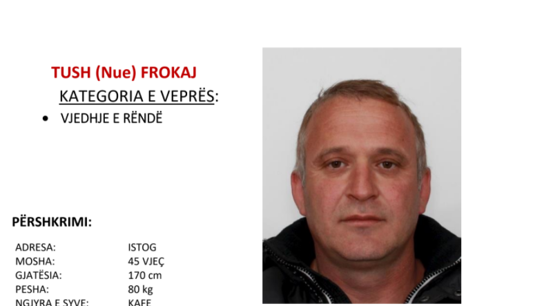 Policia kërkon ndihmë nga qytetarët për kapjen e një të dyshuari për vjedhje