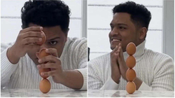 Burri ia thyen rekordin vetes për vendosjen e vezëve mbi njëra-tjetrën