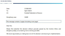 Zbulohet vendimi i UEFA-s për dënimin e Agim Ademit [dokument]