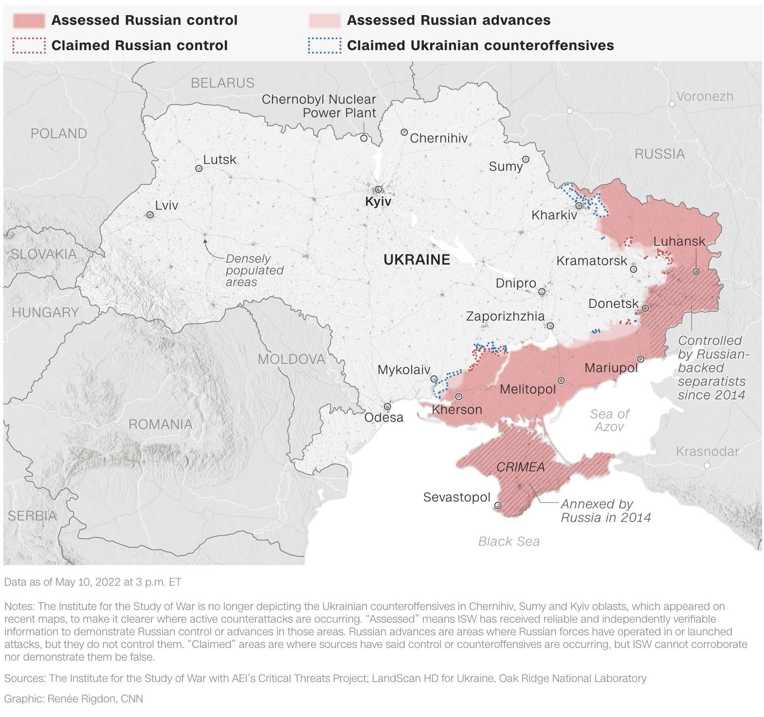 Harta e pushtimit rus të Ukrainës