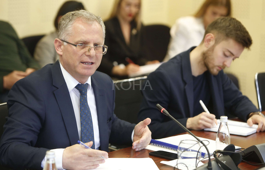 Besnik Bislimi duke raportuar ne Komisionin Parlamentar per Politike te Jashtme