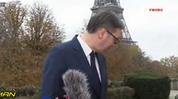 Vuçiqit gati t’i bjerë në kokë një reflektor në Paris