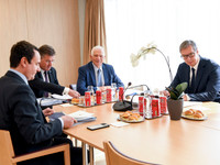 Albin Kurti - Aleksandar Vucic, Josep Borrell, Miroslav Lajcak, rundi i dialogut ne Bruksel