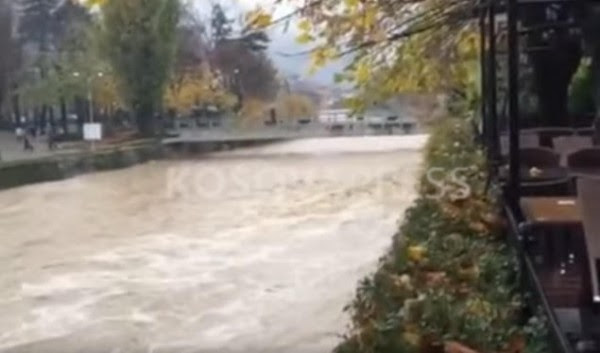 Reshjet e shiut, tri kanale rrezikojnë të dalin nga shtrati në Pejë