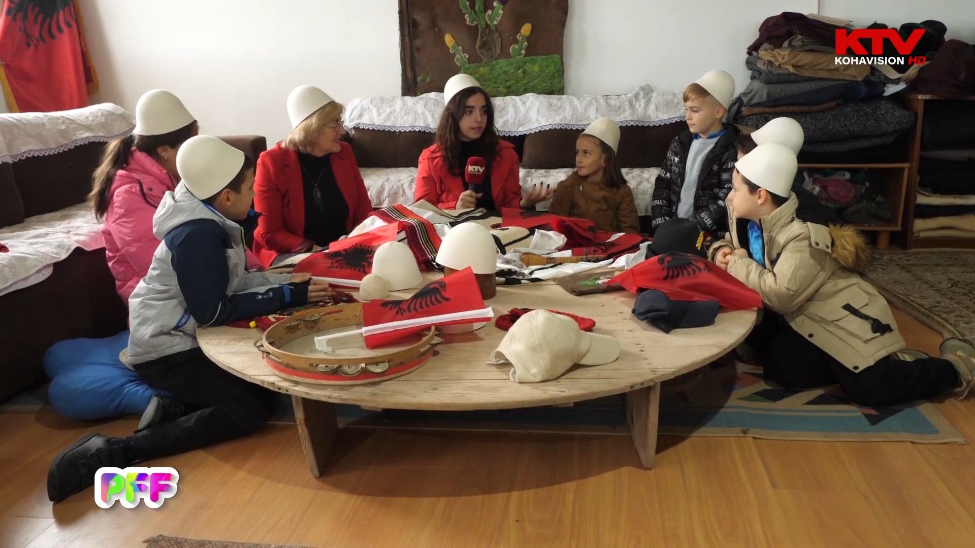 Children learn how to make pleats