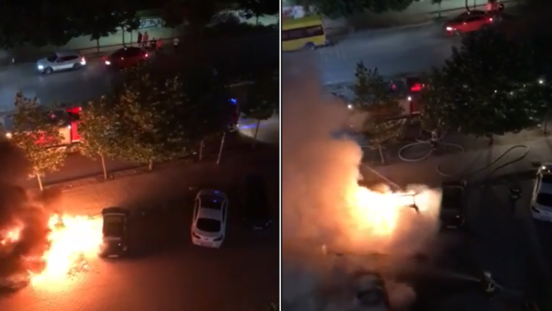 Katër vetura digjen në një parking në Prishtinë