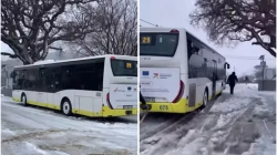 Kroaci, ekskavatori “shpëton” autobusin e ngecur në borë