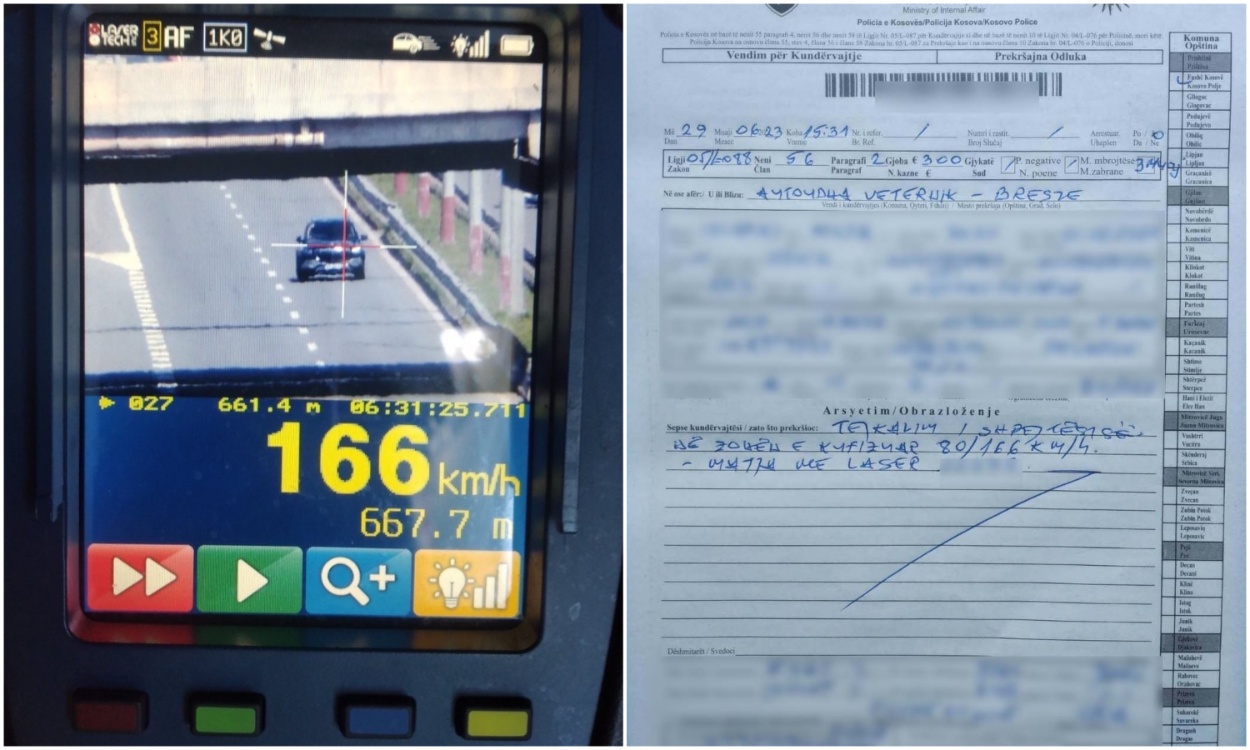 Vetura “fluturon” në autostradë, në zonën me kufizim 80km/orë ndalet me 166km/orë