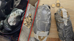 More than 85 euros in 2-euro coins were seized, six people were arrested