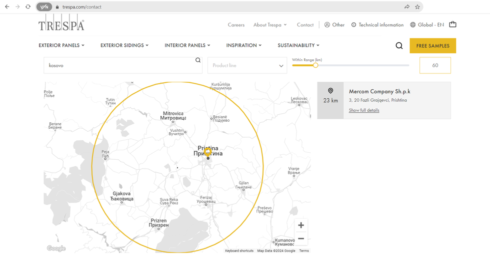 Harta-  vendndodhja e Mercury Company