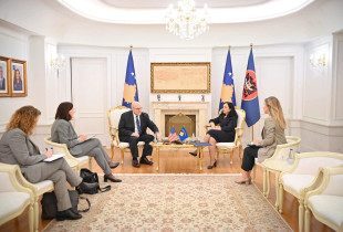 Presidentja Vjosa Osmani dhe ambasadori amerikan në Kosovë, Jeffrey Hovenier