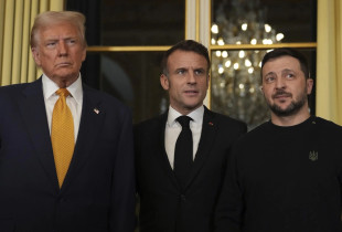Donald Trump, Emmanuel Macron dhe Volodymyr Zelensky