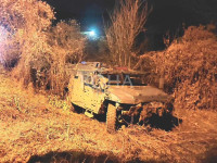 Autoblinda e aksidentuar e Policisë së Kosovës në veri