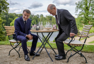 Kancelari gjerman, Olaf Scholz, dhe presidenti francez, Emmanuel Macron, në Berlin, 28 maj 2024.