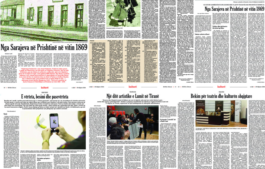 “Shtojca për kulturë” e “KOHËS Ditore”, 29 dhjetor 2024