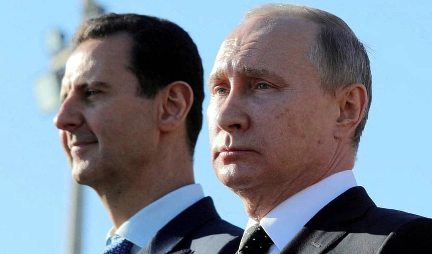 Presidenti rus, Vladimir Putin dhe ish-presidenti sirian, Bashar al-Assad, në katedralen e Damaskut më 2020