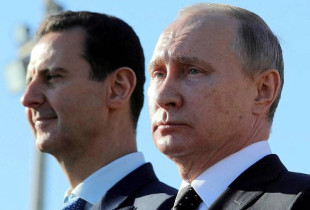 Presidenti rus, Vladimir Putin dhe ish-presidenti sirian, Bashar al-Assad, në katedralen e Damaskut më 2020