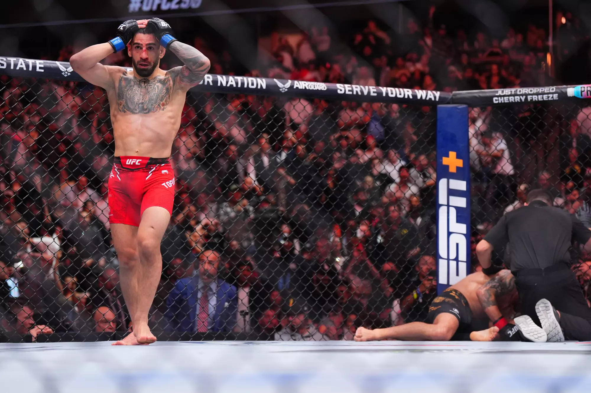 UFC, Topuria shokon Vlokanovskin fiton titullin në kategorinë pendël