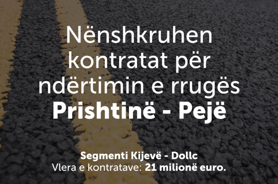 Aliu: Nënshkruhen kontratat 21 milionëshe për ndërtimin e rrugës Prishtinë-Pejë
