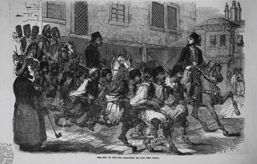 “Pamja më e hershme e Prishtinës vjen nga viti 1849, kur në një revistë angleze paraqitet një fragment grafik nga qyteti”, shkruan prishtinahistori.org (Burimi: prishtinahistori.org)