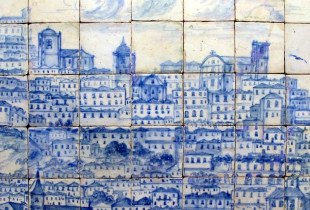 Panoramë e Lisbonës para tërmetit të 1755-s, e ekspozuar në Muzeun kombëtar të pllakave të qeramikës, Lisbonë