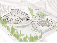 Imazh nga projekti ideor i “Gerber Architekten International GmbH” për objektin e Teatrit të Operës dhe Baletit, që fitoi në konkursin e vjetëm, por i cili u anulua në fillimvit, shkaku i shkeljeve të Ministrisë së Kulturës
