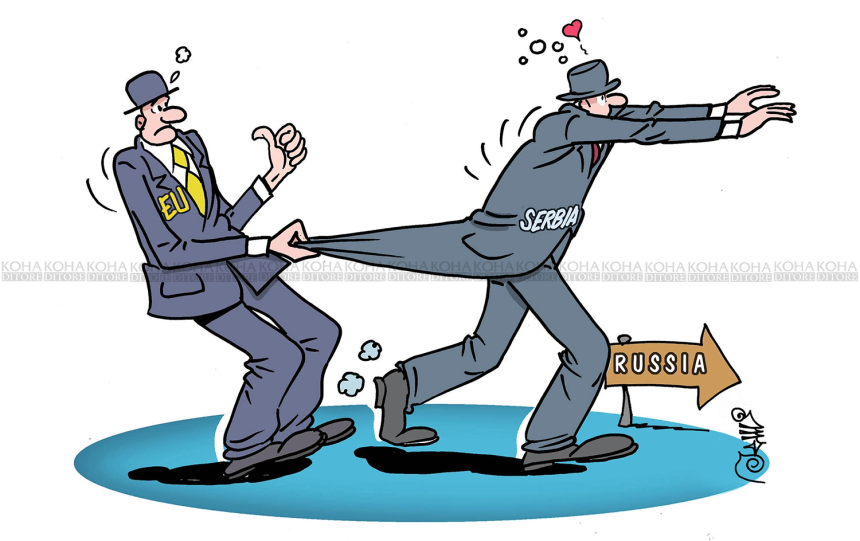 Karikatura e ditës - Serbia, BE-ja dhe Rusia