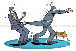 Karikatura e ditës - Serbia, BE-ja dhe Rusia
