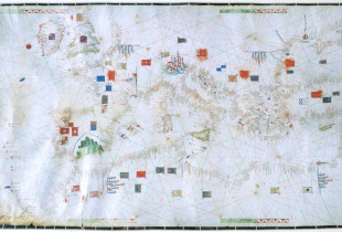 Pasqyrimi më i mirë vizual i flamurit të Kastriotit është në Hartën Portollane, 1456, kur heroi ynë ende ishte gjallë dhe në kulmin e sukseseve, dhe i ngulur aty ku ishte Arbëria e Skënderbeut.