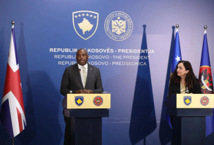 David Lammy e Vjosa Osmani ne konference per media (Foto: Driton Paçarada)