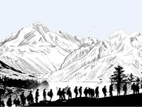 Detaj i ilustrimit nga novela grafike “Dimri i gjatë i vitit 1945: Tivari”, e autorëve Anna Di Lellio dhe Dardan Luta