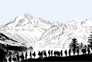 Detaj i ilustrimit nga novela grafike “Dimri i gjatë i vitit 1945: Tivari”, e autorëve Anna Di Lellio dhe Dardan Luta