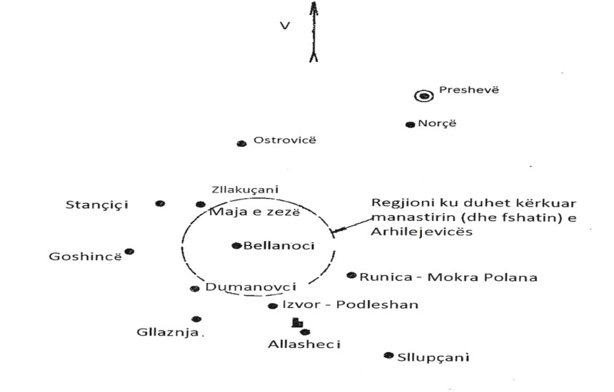 FolegjendaArbanasi_1: Vendndodhja e Arhilejevicës sipas A. Stojanovskit