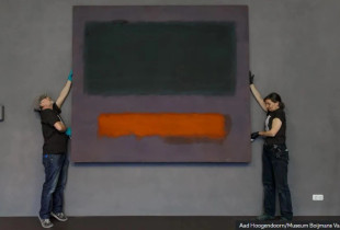 Piktura "Grey, Orange on Maroon, No.8"