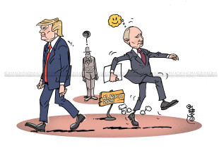 Karikatura - Alaska 2025, Trump-Putin