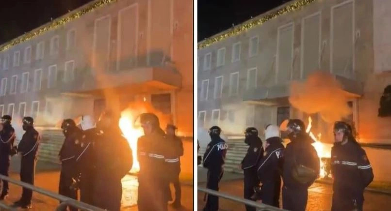Tensione në protestën e PD, protestuesit hedhin molotov drejt Kryeministrisë